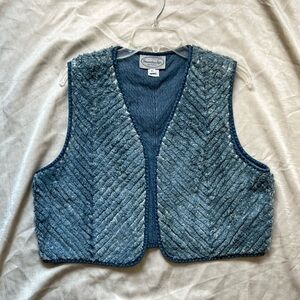 Stonebridge Vintage Blue Chevron Soft Knit Vest
